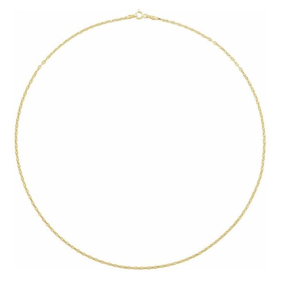 1.8mm 14K Yellow Gold Hollow Diamond Cut Anchor Chain Necklace, 18 In - Picture 2 of 5